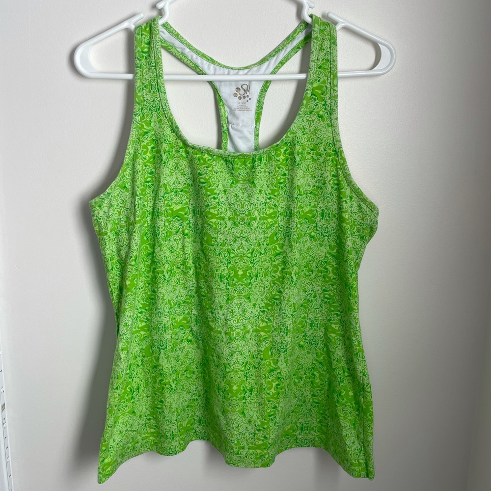 Green patterned tank top